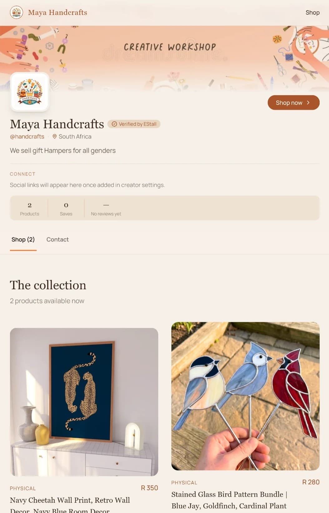 Terracotta Craft storefront theme preview